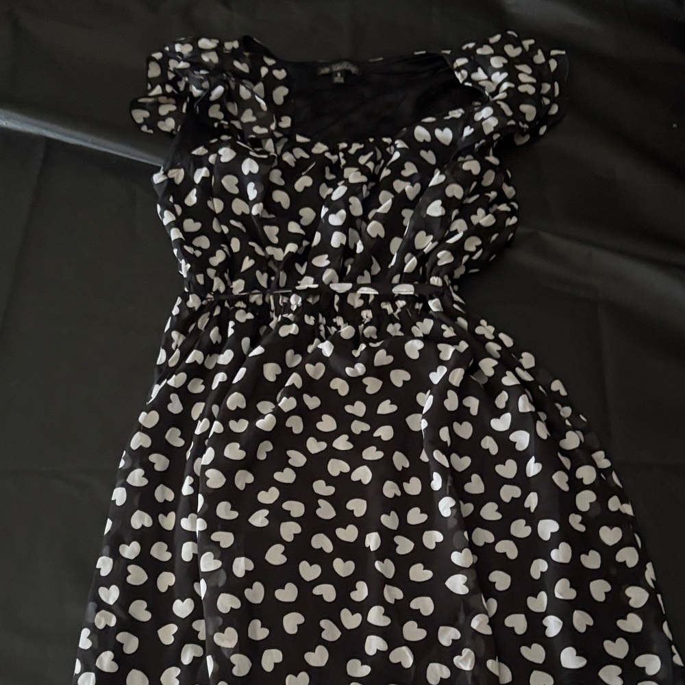 BeBop Black and White Heart Print Dress